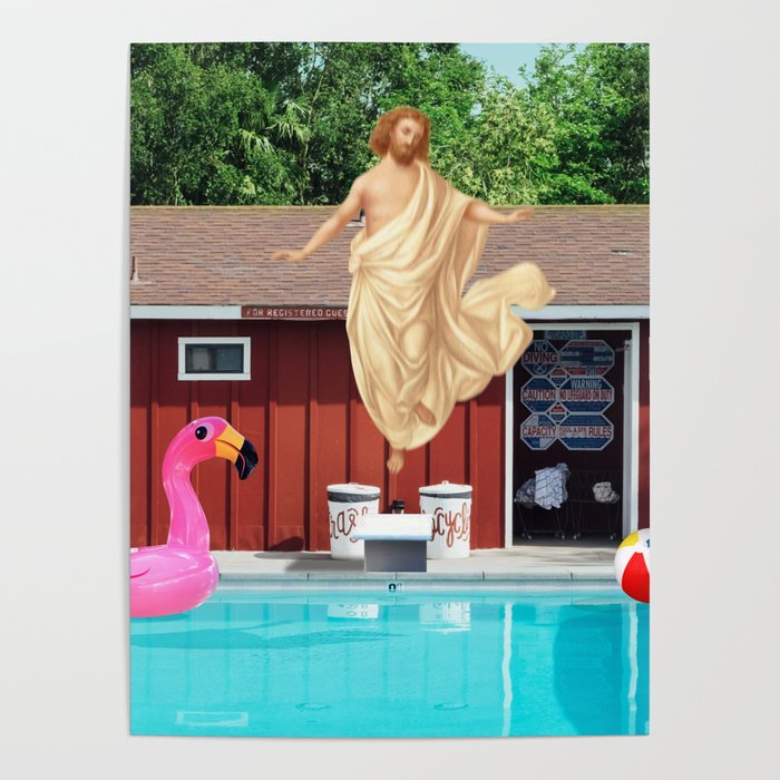 Jesus at pool party Poster