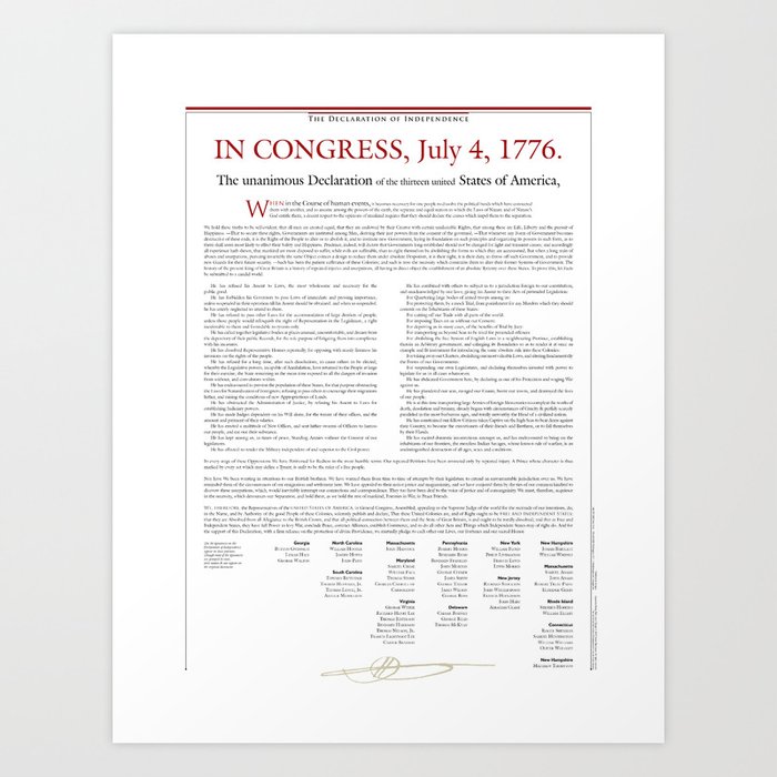 Declaration of Independence Art Print