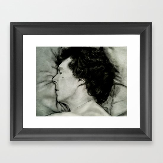 Sherlock Asleep - Pencil and Charcoal Framed Art Print
