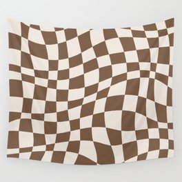 Wavy brown checker  Wall Tapestry