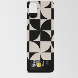 Retro Geometric Pinwheel Pattern 824 Black and Linen White Android Card Case