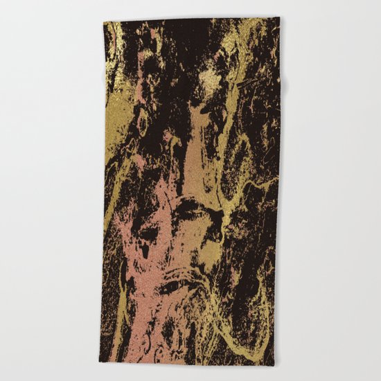 Rose gold & gold marbled Beach Towel