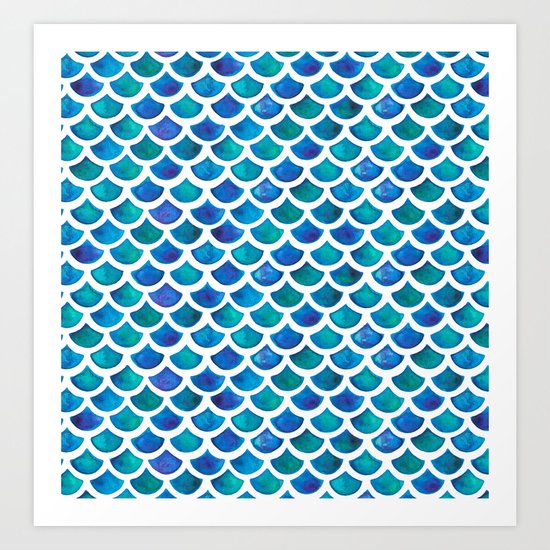 Blue Mermaid Scales Art Print