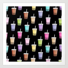 Bubble tea pattern - cute food pattern, cute food, food design, colorful Art Print
