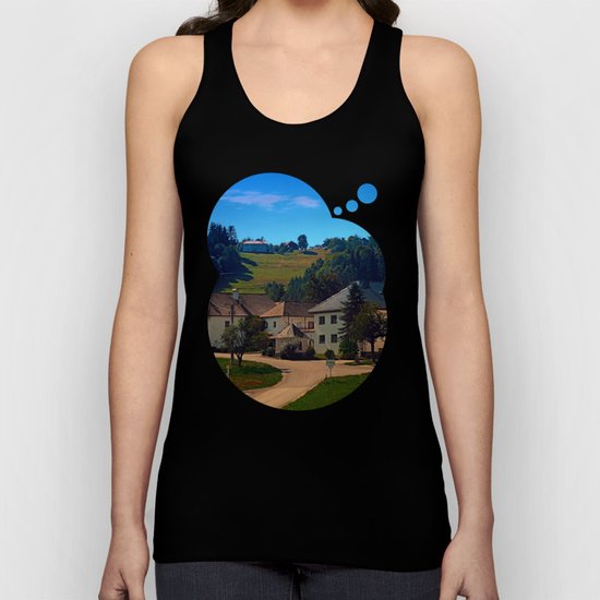 Small village in autumn scenery Unisex Tank Top