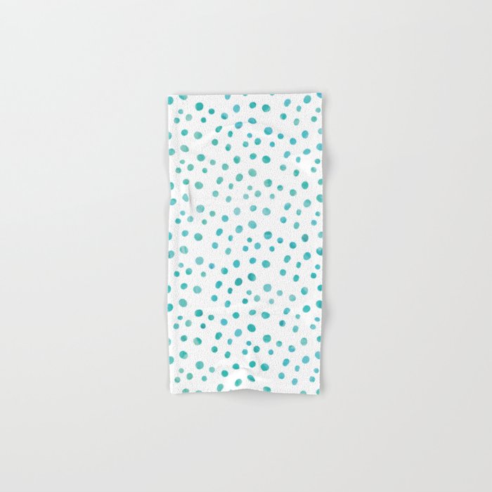 Small Blue Watercolor Abstract Polka Dots Hand & Bath Towel