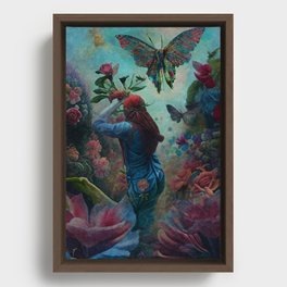 Flower Picking in a Fantasy realm Framed Canvas