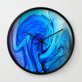 Beautiful abstract art of liquid paint, marbling, alcohol, acrylic, colorful, gold, amber Wall Clock