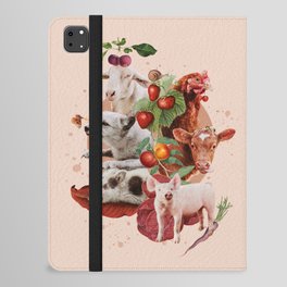 Be kind to every kind | Vegan | Animal | Farm Animals | Cow | Pig | Sheep | Hen | Collage iPad Folio Case