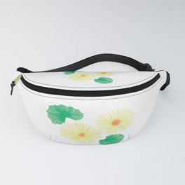 Bright yellow flowers and fresh spring leaves Fanny Pack