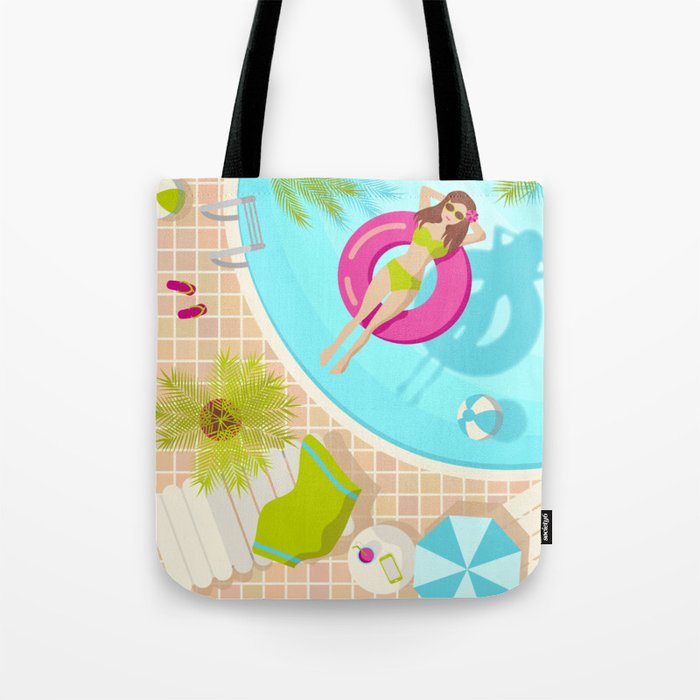 Swimming pool girl in bikini Tote Bag