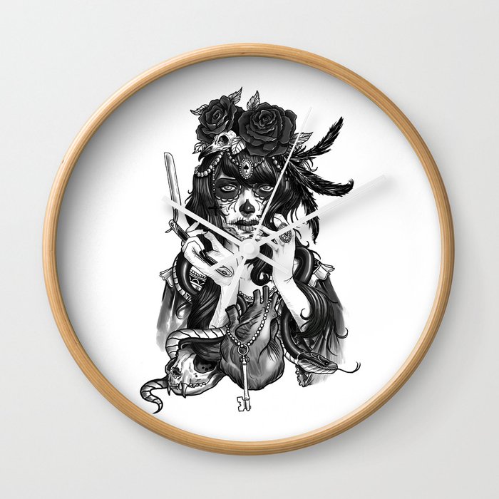 Day of the Death - tattoo design Wall Clock