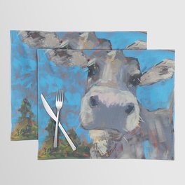 Georgine Placemat | Swiss, Whimsical, Farmhouse, Cows, Ranch, Cow, Farm, Painting, Rural, Country 