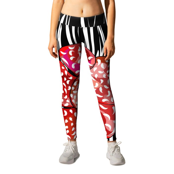 black & white rafflesia arnoldi flower Leggings by krastory Society6