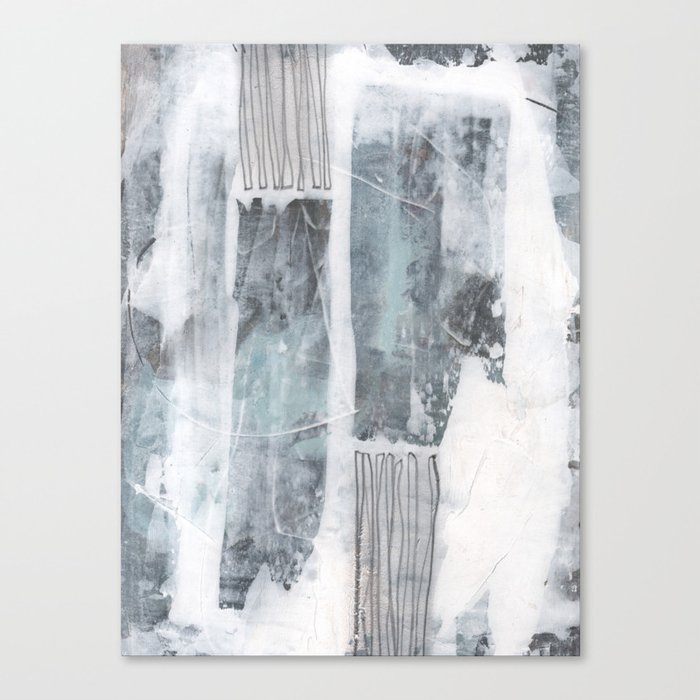 Neutral Stripes Dark Grey And White Abstract Painting Canvas