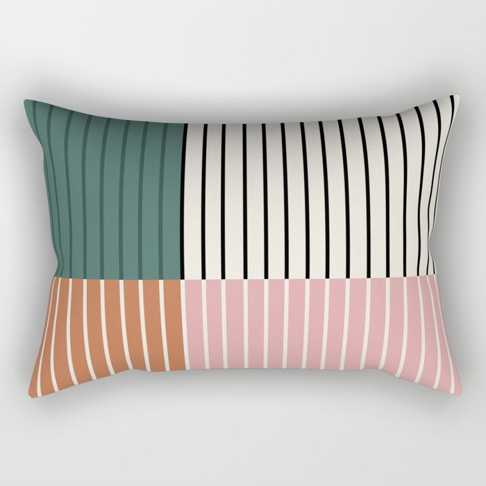 Color Block Line Abstract V Rectangular Pillow