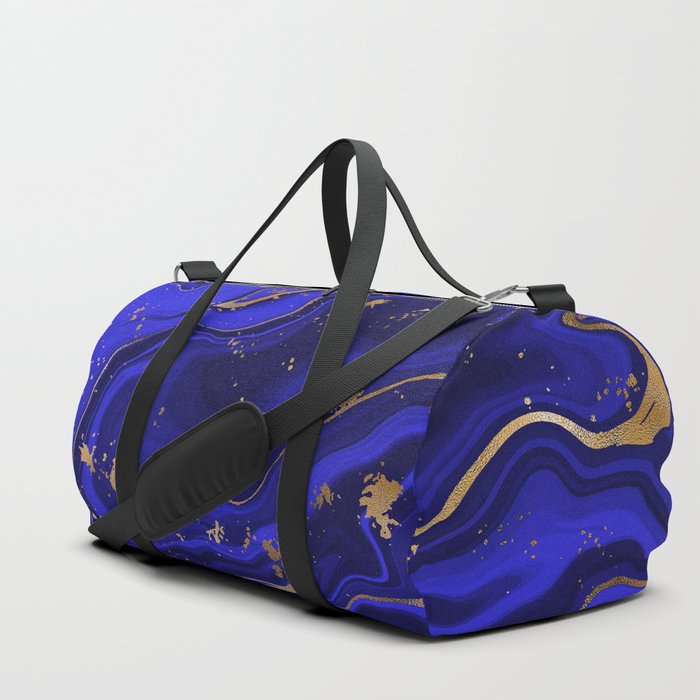 dark blue sky marble with gold veins foil shiny and beautiful Duffle Bag