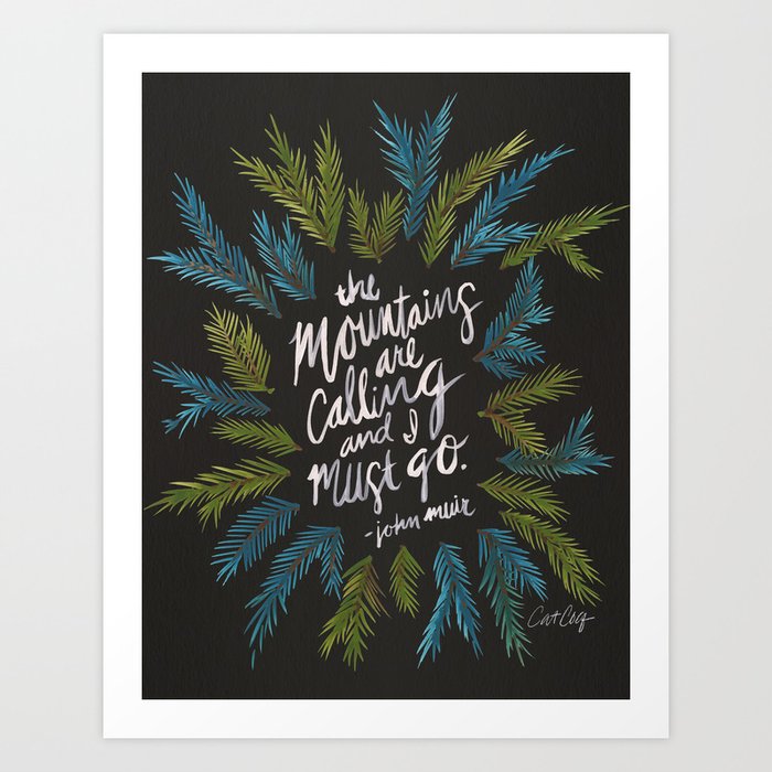 Mountains Calling – Charcoal Art Print