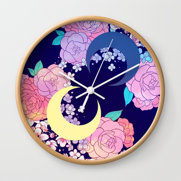 Floral Moon Wall Clock
