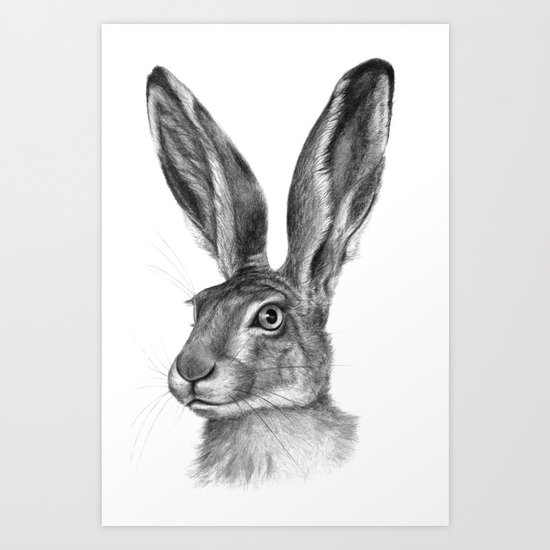 Cute Hare portrait G126 Art Print