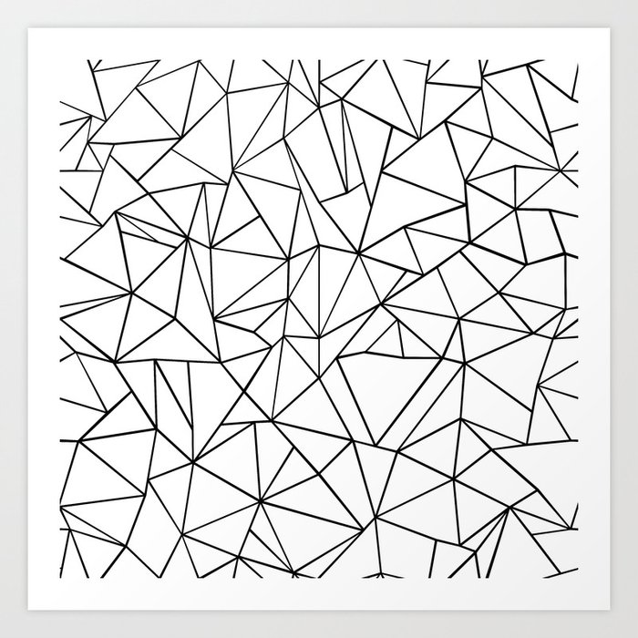 Abstract Outline Black on White Art Print