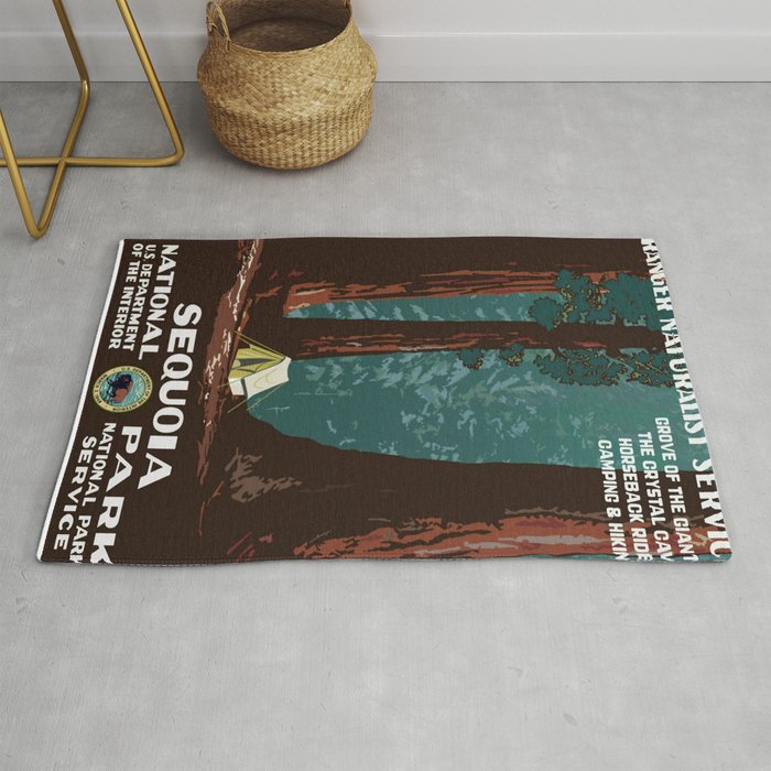 Sequoia National Park Vintage Poster Rug By Rossgilmore