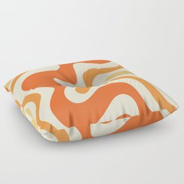 Retro Liquid Swirl Abstract Pattern Square Tangerine Orange Tones Floor Pillow