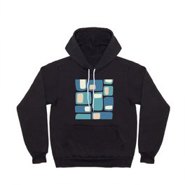 Mid Century Funky Squares in Celadon Blue, Teal, Light Yellow and Peach Hoody