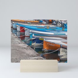 Fishing boats in the harbour Mini Art Print