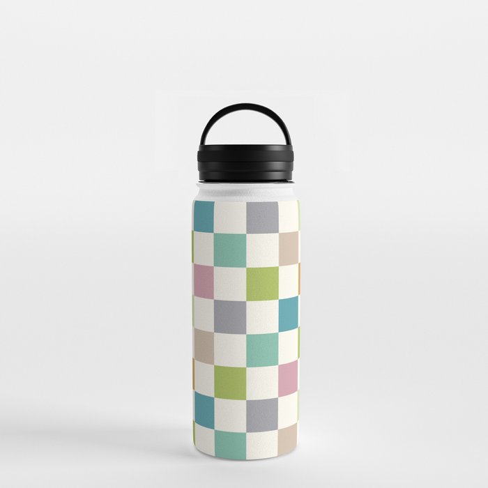 Retro Colorful Checkered Pattern II Water Bottle