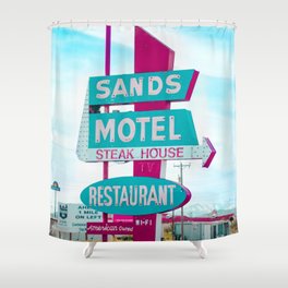 Sands Motel Retro Pop Art Shower Curtain
