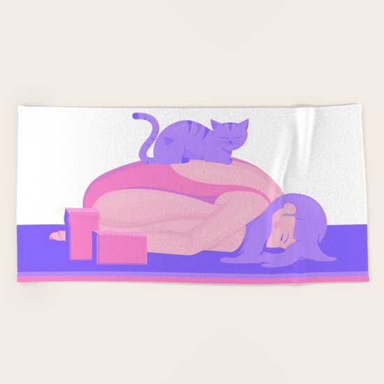 PurrAsana Beach Towel