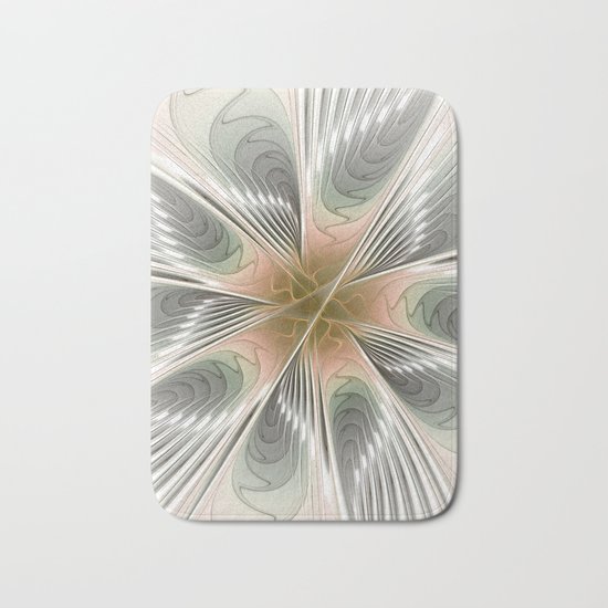Floral Elegance, Modern Fractal Art Bath Mat