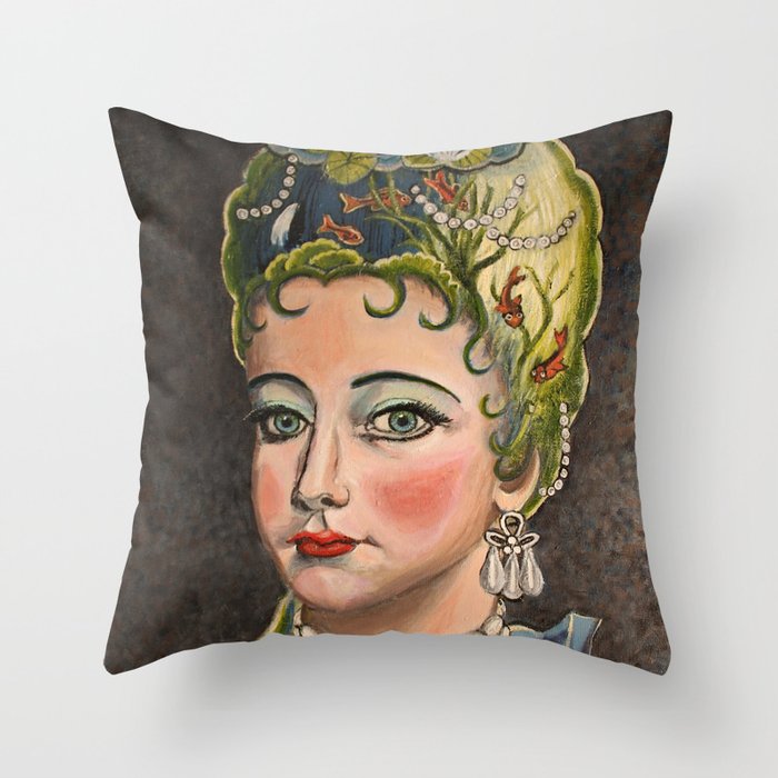 THE LADY OF THE LAKE WITH PEARLS Throw Pillow