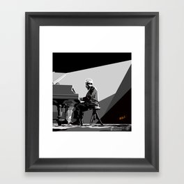 Thelonious Monk at the piano, drawing in black and white Framed Art Print