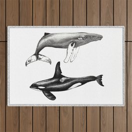 Orca killer whale and humpback whale Outdoor Rug