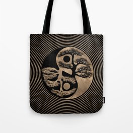 Yin Yang Tree Black and Gold Tote Bag
