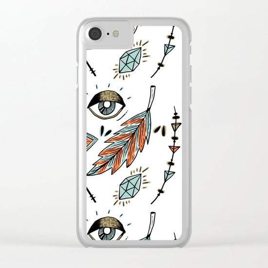 Boho eyes & feathers Clear iPhone Case