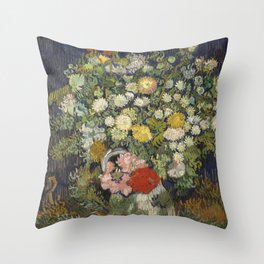 Bouquet of Flowers in a Vase - Still Life, Van Gogh Throw Pillow