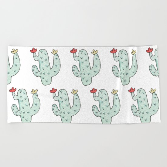 Cactus party print Beach Towel