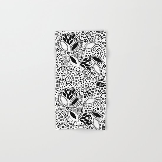 Black and white polka dot pattern . Hand & Bath Towel