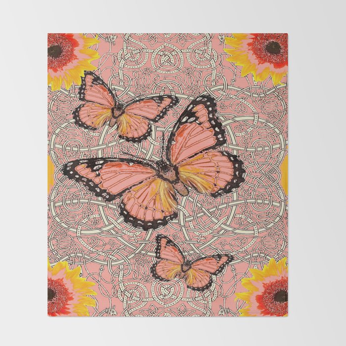 CORAL COLORED MONARCH BUTTERFLIES FANTASY ART Throw Blanket By Best Coral Colored Throw Blanket CORAL COLORED MONARCH BUTTERFLIES FANTASY ART Throw Blanket By Best Coral Colored Throw Blanket