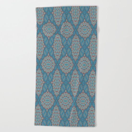 Tribal Tile Blue Beach Towel