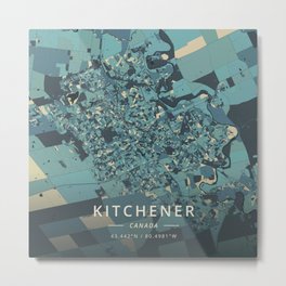 Kitchener, Canada - Cream Blue Metal Print | Art, Streets, Mosaic, Village, Cream, Kitchener, Graphicdesign, Navy, City, Minimalist 