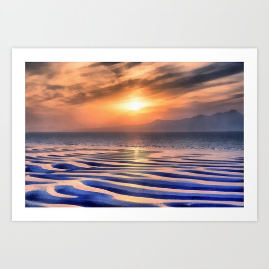 Sunset at high tide Art Print