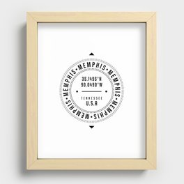 Memphis, Tennessee, USA - 1 - City Coordinates Typography Print - Classic, Minimal Recessed Framed Print