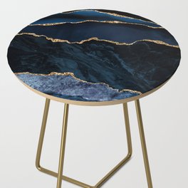 Navy Blue Gold Agate Geode Stone Jewel Pattern Side Table
