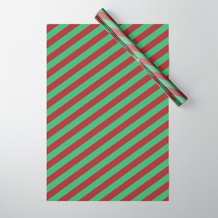 Brown & Sea Green Colored Lines Pattern Wrapping Paper