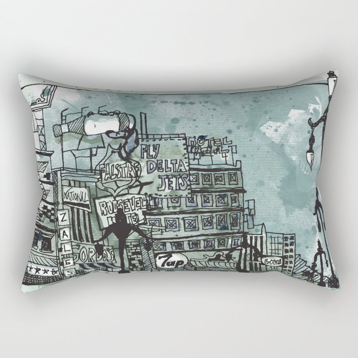 Gloomy Cityscape Rectangular Pillow