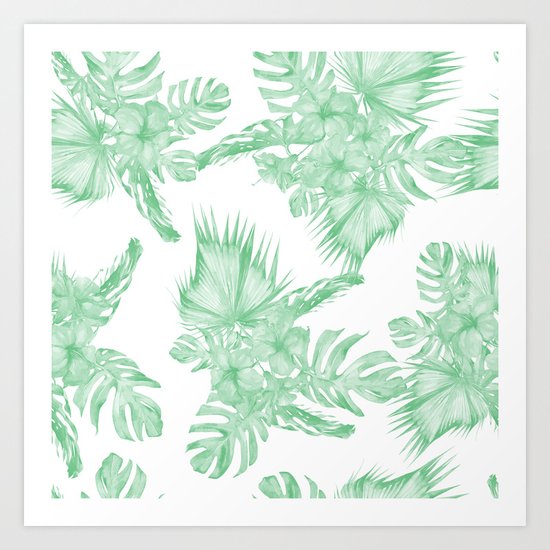 Island Tropical Green White Jungle Art Print